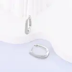 Pendientes de plata de ley 925 para mujer, aretes largos de aro en forma de U de circonio brillante para regalos de joyería de boda y aniversario 2