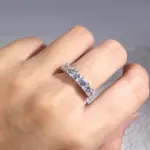 anillos de circonia cúbica de cristal cuadrado para mujer, accesorios de banda de boda de lujo, joyería femenina de eternidad 5