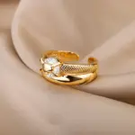 Anillos de Corazón para Mujer, Chapados en Oro, Ajustables, de Acero Inoxidable, Tendencia 2026, Joyería de Lujo para Parejas de Boda, Anillos para Mujer 3