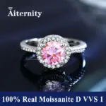 Anillo de moissanita Real para mujer, anillos de boda con certificado D VVS1, pluma de prueba de diamante, tamaño ajustable, S925, plata, GRA, 100% 4