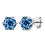 Pendientes de moissanita de Color Real de 1 CT D para mujer, joyería de boda brillante de Plata de Ley 925 de alta calidad 3