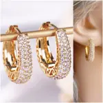 Pendientes de Aro Huecos Color Oro para Mujer, con Circonitas Cúbicas Deslumbrantes, Lujosos y Modernos, Joyería de Declaración 3