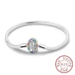 Pulsera Original de Plata de Ley 925, pulsera con dijes de 17-20CM, pulsera de circonia pavimentada con corazón de amor para mujer, regalos de joyería DIY 20 Pulsera Original de Plata de Ley 925, pulsera con dijes de 17-20CM, pulsera de circonia pavimentada con corazón de amor para mujer, regalos de joyería DIY 20