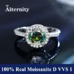 Anillo de moissanita Real para mujer, anillos de boda con certificado D VVS1, pluma de prueba de diamante, tamaño ajustable, S925, plata, GRA, 100% 3
