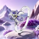 Anillo cerrado de plata de ley S925 con flor de Iris púrpura para mujer, joyería Original para dedo, regalos finos de moda para fiesta 5