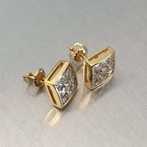 pendientes cuadrados de lujo de Color dorado para mujer, Piercing para la oreja con piedra CZ, aretes sencillos y elegantes para chica, joyería de Hip Hop 1