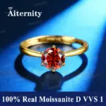 Anillo de moissanita de Plata de Ley 925 de 1ct con seis garras para mujer, joyería de boda, abalorio de compromiso, anillo de alta calidad a la moda para fiesta 1