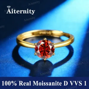 Anillo de moissanita de Plata de Ley 925 de 1ct con seis garras para mujer, joyería de boda, abalorio de compromiso, anillo de alta calidad a la moda para fiesta 1