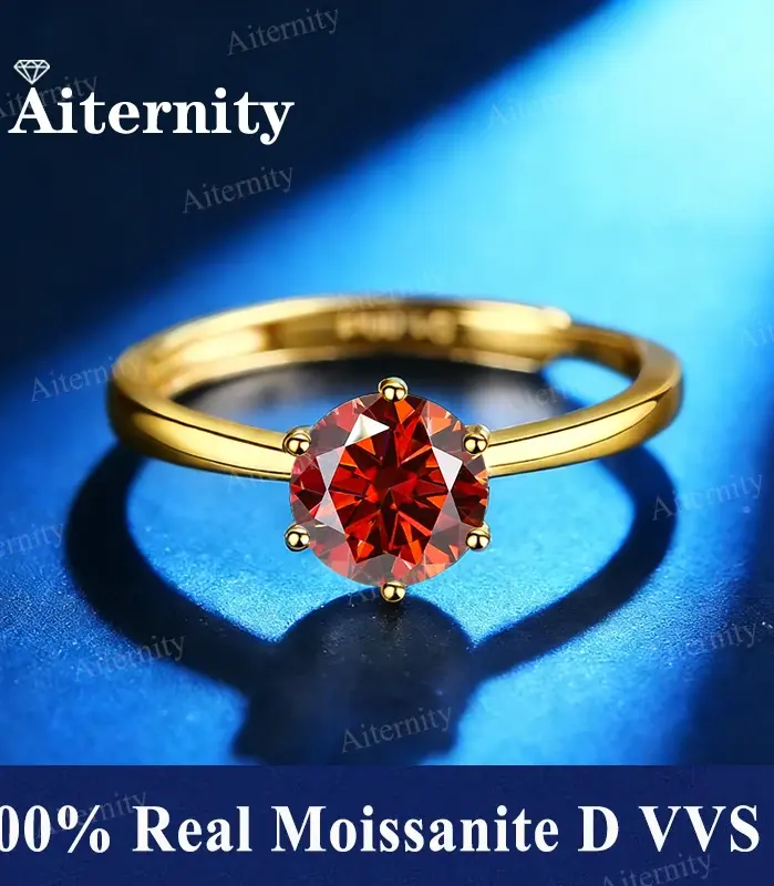 Anillo de moissanita de Plata de Ley 925 de 1ct con seis garras para mujer, joyería de boda, abalorio de compromiso, anillo de alta calidad a la moda para fiesta 1