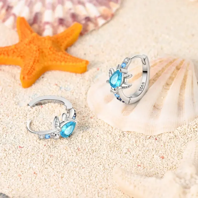 Juego de Joyería Original de Plata de Ley 925, Aretes, Anillos y Collar con Diseño de Tortuga Brillante para Mujer, Regalo de Joyería Fina y Elegante 2