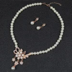 Conjunto de joyería nupcial con perlas de imitación para mujer, collar de gota Floral, pendientes, conjuntos de joyería de boda, elegante 5 Conjunto de joyería nupcial con perlas de imitación para mujer, collar de gota Floral, pendientes, conjuntos de joyería de boda, elegante 5