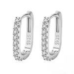 Pendientes de aro circulares de Plata de Ley 925 para mujer, pendientes de circonia de cristal de lujo a la moda, joyería versátil para fiesta y boda 6