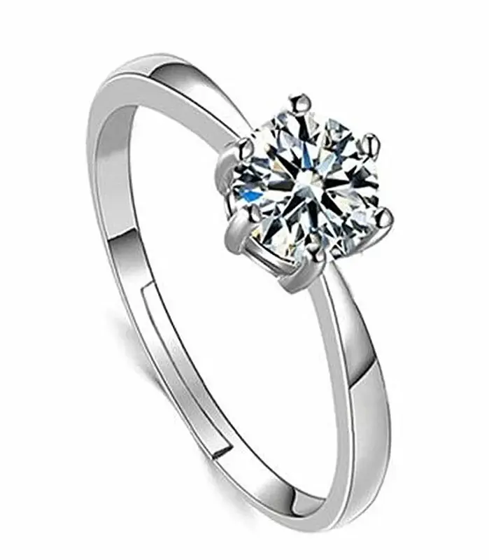 Anillos de pareja de cristal brillante de Plata de Ley 925 para mujer, tamaño ajustable, accesorios de lujo para fiesta y boda, regalo de joyería 1
