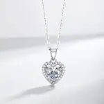 Collar de Moissanita con Corte Corazón de 1 Quilate para Mujer, Oro de 18K y Plata de Ley 925 con Certificado GRA, Joyería Sencilla para Uso Diario, Regalo 6