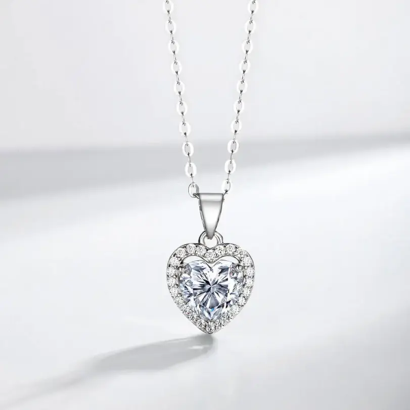 Collar de Moissanita con Corte Corazón de 1 Quilate para Mujer, Oro de 18K y Plata de Ley 925 con Certificado GRA, Joyería Sencilla para Uso Diario, Regalo 6
