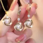 Conjuntos de joyería elegantes de lujo con circonita brillante para mujer, collar versátil a la moda, pendientes, joyería de fiesta, regalos de cumpleaños, 3 uds. 4
