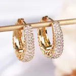 Pendientes de Aro Huecos Color Oro para Mujer, con Circonitas Cúbicas Deslumbrantes, Lujosos y Modernos, Joyería de Declaración 1