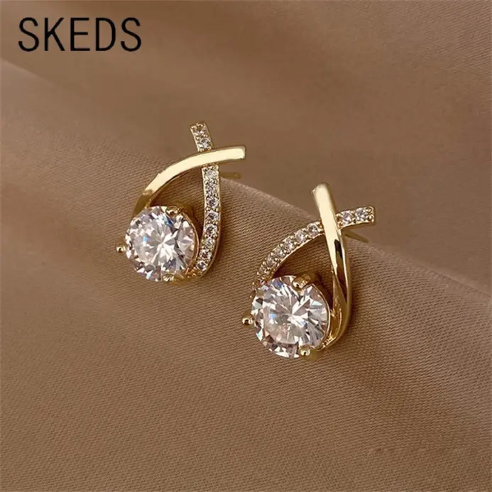 pendientes cruzados a la moda para mujer y niña, joyería de cristal elegante de estilo coreano, pendientes de cola de pez para mujer, regalo 1
