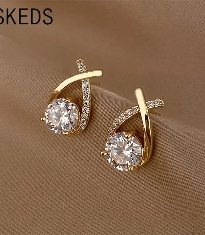 pendientes cruzados a la moda para mujer y niña, joyería de cristal elegante de estilo coreano, pendientes de cola de pez para mujer, regalo 1