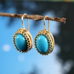 Pendientes de gancho únicos de Color dorado, pendientes de cristal ovalados verdes para mujer, regalo de aniversario, fiesta, compromiso, boda, joyería para mujer 3