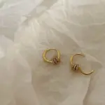 Pendientes de aro circulares con forma de engranaje geométrico chapado en oro a la moda para mujer y niña, joyería de circón a la moda, tipo hebilla 2