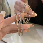 Pulseras de cadena geométrica de cristal romano de lujo para mujer, pulsera de tenis gótica de moda con diamantes de imitación, dije de marquesa, joyería de boda 3