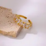 Anillos de corazón geométricos de circón para mujer, anillo de boda de Color dorado de acero inoxidable, joyería estética de lujo, regalo para pareja 2025 12