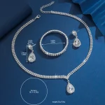 Cadena de garra de cobre para mujer, collar de gota de agua, pendientes, pulsera, conjunto de joyas, regalo de Festival de banquete de boda, moda de temporada de boda 5