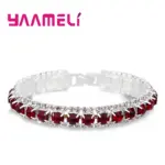 pulseras de Color plata con sello 925, circonita AAA completa, cristal austriaco, cadena de eslabones para mujer, brazaletes de joyería en 14 colores 4