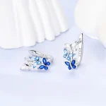 Pendientes de mariposa de circonio azul de Plata de Ley 925 originales, pendientes de aro de colores, pendientes finos de fiesta para mujer, joyería 2