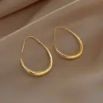 Pendientes de aro de boda con elipse dorada de Plata de Ley 925 para mujer, joyería femenina de lujo, joyería de dinero 925 4