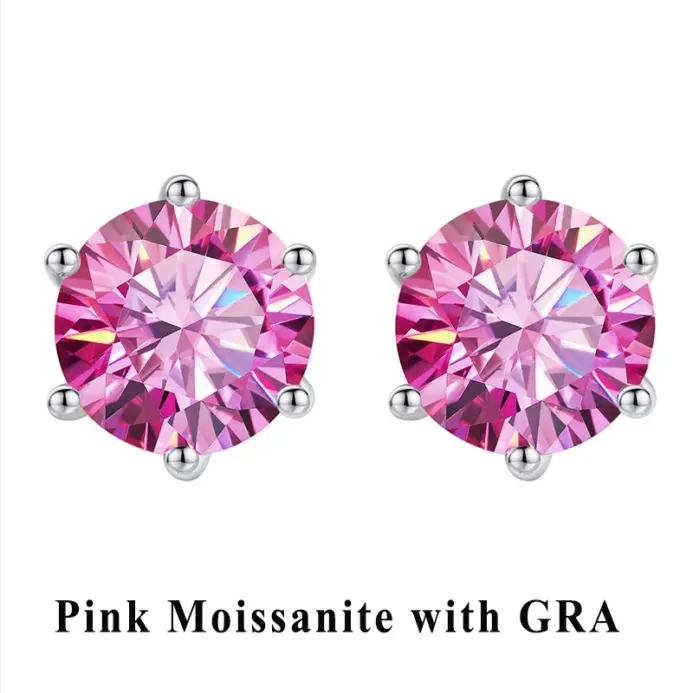 GRA 100% moissanita auténtica con 2 certificados pendientes tipo botón de plata fina Color D VVS1 para mujer joyería de boda de alta calidad 1