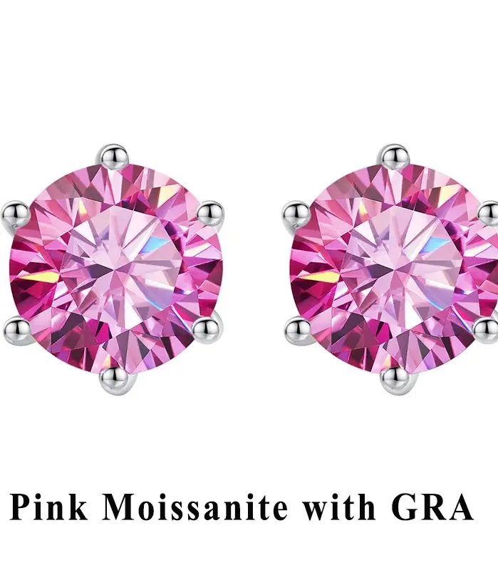 GRA 100% moissanita auténtica con 2 certificados pendientes tipo botón de plata fina Color D VVS1 para mujer joyería de boda de alta calidad 1