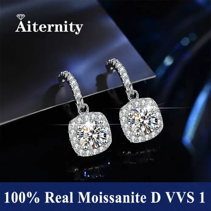 Certificados GRA 100% moissanita auténtica Plata de Ley 925 D VVS1 Pass Diamond Tester Pen pendientes de tuerca de moissanita para mujer 1