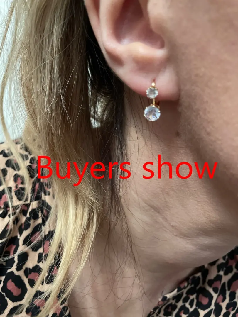 Pendientes únicos de cristal blanco, pendientes de aro colgantes de Color dorado, regalo de aniversario, joyería para fiesta y boda, accesorios para mujer 5