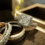 Conjunto de anillos de boda para novia, corte princesa de lujo, circonita cúbica, accesorios elegantes, joyería brillante para boda y hombre 4