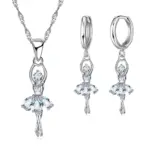 Conjuntos de joyería de alta gama para mujer, figura de Ballet para niñas, collar y pendientes de aro de Color Plata de Ley 925 habituales 1