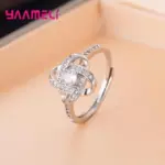 Conjunto de joyería de flores para mujer, colgante de Color Plata de Ley 925, collar, pendientes, anillo de dedo para mujer, regalo de cumpleaños y Navidad 2