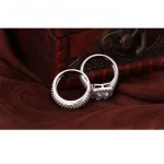 Anillo de compromiso de Color Plata de Ley 925, joyería romántica de moda, conjunto de bisel de circón cúbico, decoración para mujeres y niñas, venta al por mayor 3