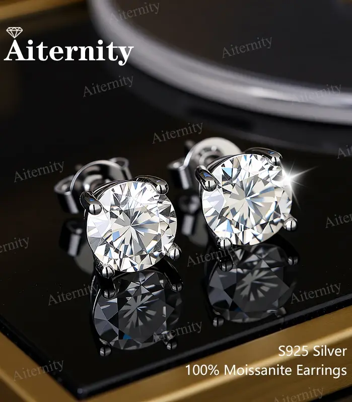 Pendientes de moissanita de 100% para mujer, joyería fina de Plata de Ley 925 con pluma de prueba de diamante, promoción 2