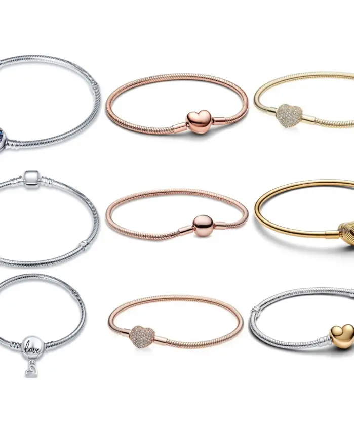 2026 gran oferta moda 17 ~ 20CM plata 925 cadena de serpiente pulseras de corazón de amor se ajustan cuentas originales colgantes dijes DIY joyería regalo 1