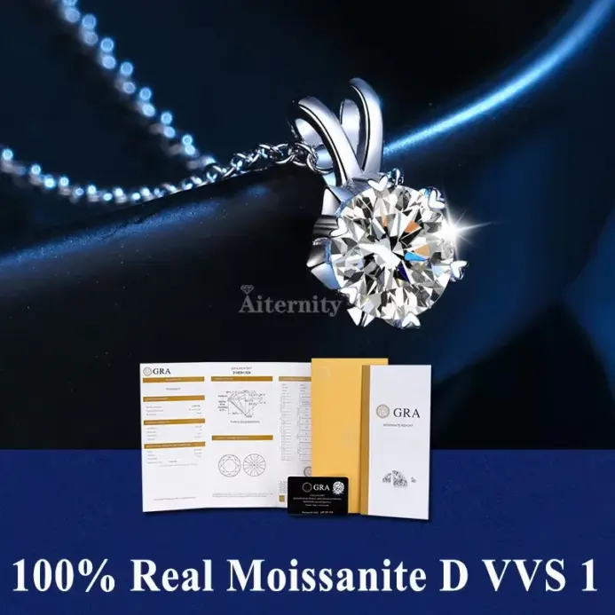 Alta joyería de plata de ley S925, collar con colgante de moissanita 100%, Color D con certificado GRA para boda y fiesta de mujer 1