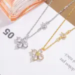 Collar de plata de ley 925 con forma de hoja de circonia cúbica de la suerte para mujer, colgante elegante de flores chapadas en oro de 14k, joyería de boda 5 Collar de plata de ley 925 con forma de hoja de circonia cúbica de la suerte para mujer, colgante elegante de flores chapadas en oro de 14k, joyería de boda 5