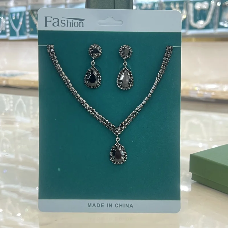 Cadena de garra de cobre para mujer, collar de gota de agua, pendientes, pulsera, conjunto de joyas, regalo de Festival de banquete de boda, moda de temporada de boda 6