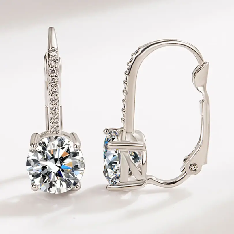 Sello brillante de lujo para mujer, pendientes de plata de ley 925 chapados en oro con incrustaciones de Boutique, pendientes de gota de gancho de circón blanco, regalo 3