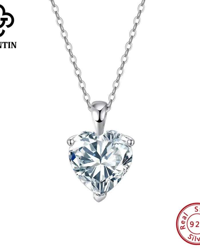 Rinntin-colgante de corazón de diamante moissanita, 1-4CT, cadena de plata de ley 925, gargantilla de fiesta, accesorios de joyería fina SMON08 1
