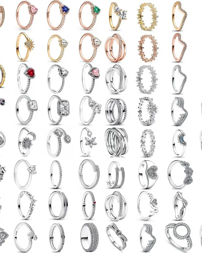 Gran oferta, Plata de Ley 925, rojo, rosa, azul, verde, corazón, piedra, copo de nieve, Margarita, anillo, baratijas, anillos, joyería de moda para boda para mujer 1