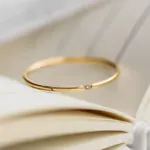 Anillo apilable de circonita pequeña pavimentada chapada en acero inoxidable, joyería fina de Color dorado 11