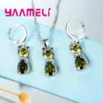 Juegos de joyas para mujer y niña, Plata de Ley 925 auténtica, cristal austriaco brillante, bonito collar con colgante de gato, pendiente Huggie 5