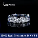 100% pluma probadora de diamantes, anillo de moissanita a juego, banda de diamantes de boda para mujer, anillo de cola única de Plata de Ley 925 3